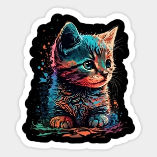 Kitten Explosion of Color Sticker